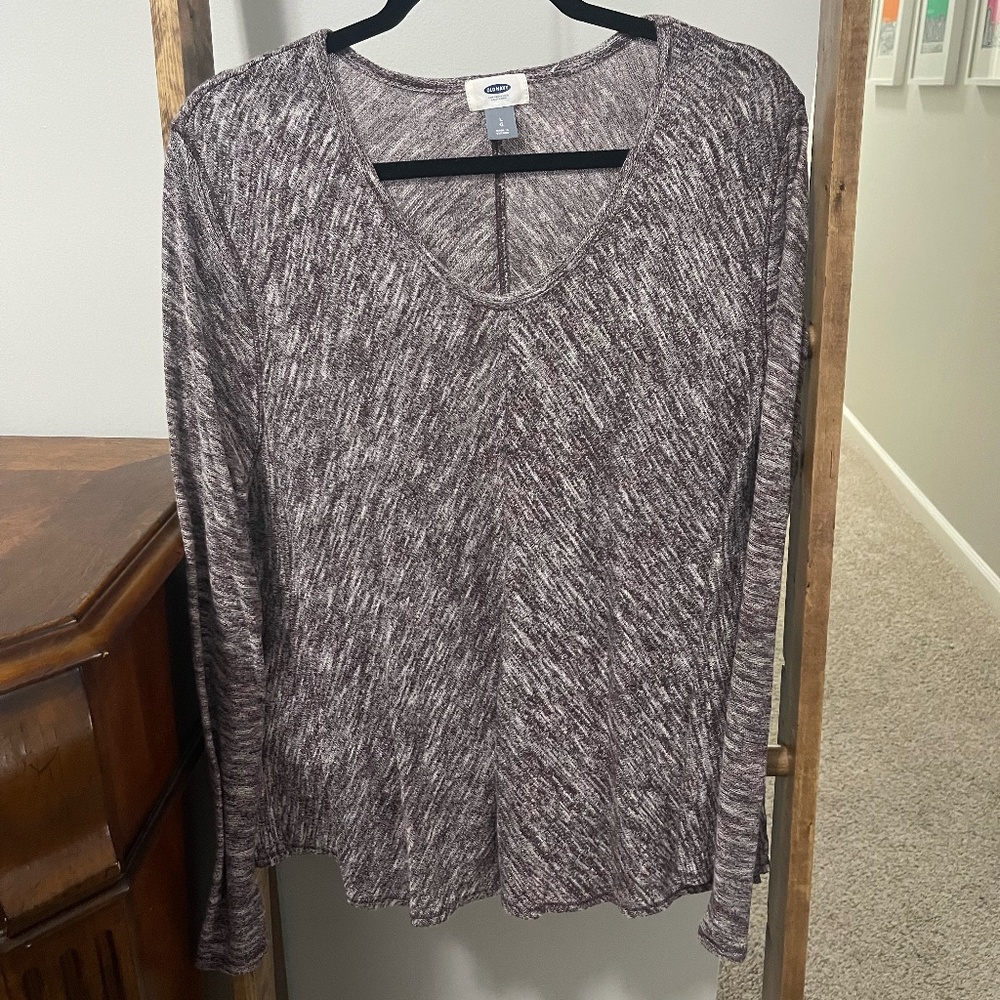 EUC L Old Navy purple marled thin sweater with flowy hem